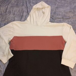 Tri-Color Hoodie - Cream, Mauve, and Black
